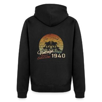 Vintage 1940's Birthday Gift 1940's Retro 1940's - Unisex Premium Organic Zip Hoodie - black - Back - Nico (187cm)