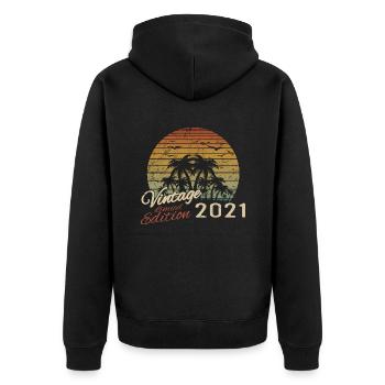 Jahrgang 2021 Geburtstagsgeschenk 2021 Retro 2021 - Unisex Premium Bio Zip Hoodie - Schwarz - Hinten - Nico (187cm)