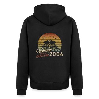 Jahrgang 2004 Geburtstagsgeschenk 2004 Retro 2004 - Unisex Premium Bio Zip Hoodie - Schwarz - Hinten - Nico (187cm)
