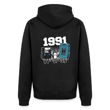 Jahrgang Jahrgang 1991 Geburtstagsgeschenk 1991 - Unisex Premium Bio Zip Hoodie - Schwarz - Hinten - Nico (187cm)