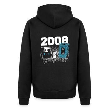 Vintage Born In 2008 Geburtstagsgeschenk 2008 - Unisex Premium Bio Zip Hoodie - Schwarz - Hinten - Nico (187cm)