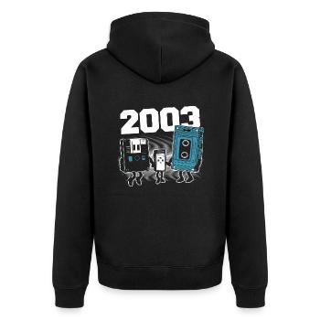 Vintage Born In 2003 Geburtstagsgeschenk 2003 - Unisex Premium Bio Zip Hoodie - Schwarz - Hinten - Nico (187cm)