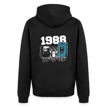 Jahrgang Jahrgang 1988 Geburtstagsgeschenk 1988 - Unisex Premium Bio Zip Hoodie - Schwarz - Hinten - Nico (187cm)