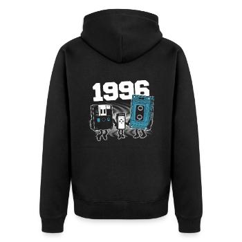 Vintage Née En 1996 Cadeau Anniversaire 1996 - Veste à capuche bio Premium Unisexe - noir - Dos - Nico (187cm)