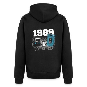 Jahrgang Jahrgang 1989 Geburtstagsgeschenk 1989 - Unisex Premium Bio Zip Hoodie - Schwarz - Hinten - Nico (187cm)
