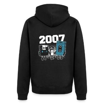 Vintage Born In 2007 Geburtstagsgeschenk 2007 - Unisex Premium Bio Zip Hoodie - Schwarz - Hinten - Nico (187cm)