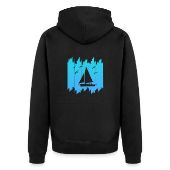 Segeln Segelboot Sailing Kapitän - Unisex Premium Bio Zip Hoodie - Schwarz - Hinten - Nico (187cm)