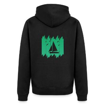 Segeln - Unisex Premium Bio Zip Hoodie - Schwarz - Hinten - Nico (187cm)