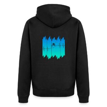 Downhill Moutainbike Downhiller Geschenk - Unisex Premium Bio Zip Hoodie - Schwarz - Hinten - Nico (187cm)