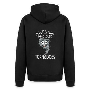 Tornado - Unisex Premium Bio Zip Hoodie - Schwarz - Hinten - Nico (187cm)