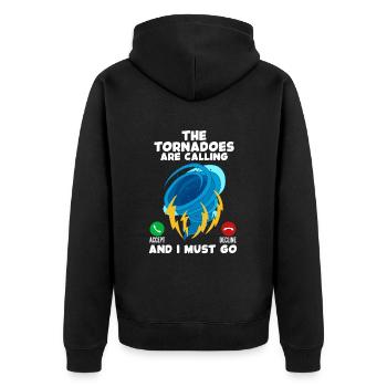 Tornado - Unisex Premium Bio Zip Hoodie - Schwarz - Hinten - Nico (187cm)