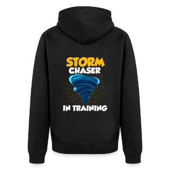 Tornado - Unisex Premium Bio Zip Hoodie - Schwarz - Hinten - Nico (187cm)