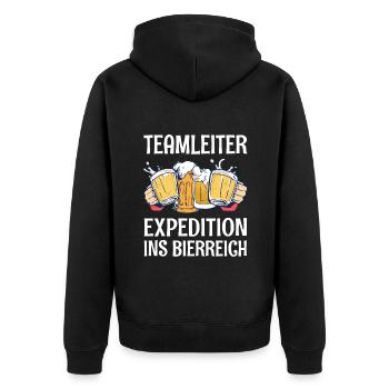 Teamleiter Bier Sprüche Lustig Saufen Feiern Fun - Unisex Premium Bio Zip Hoodie - Schwarz - Hinten - Nico (187cm)