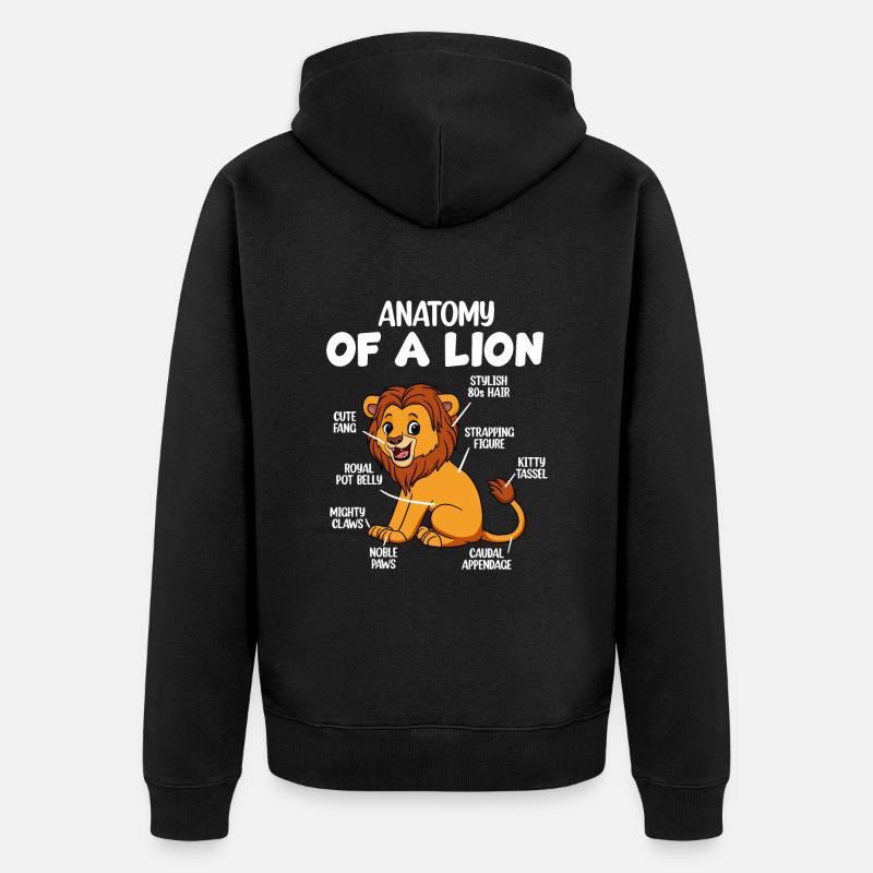Anatomie eines Löwen - Unisex Premium Bio Zip Hoodie - Schwarz