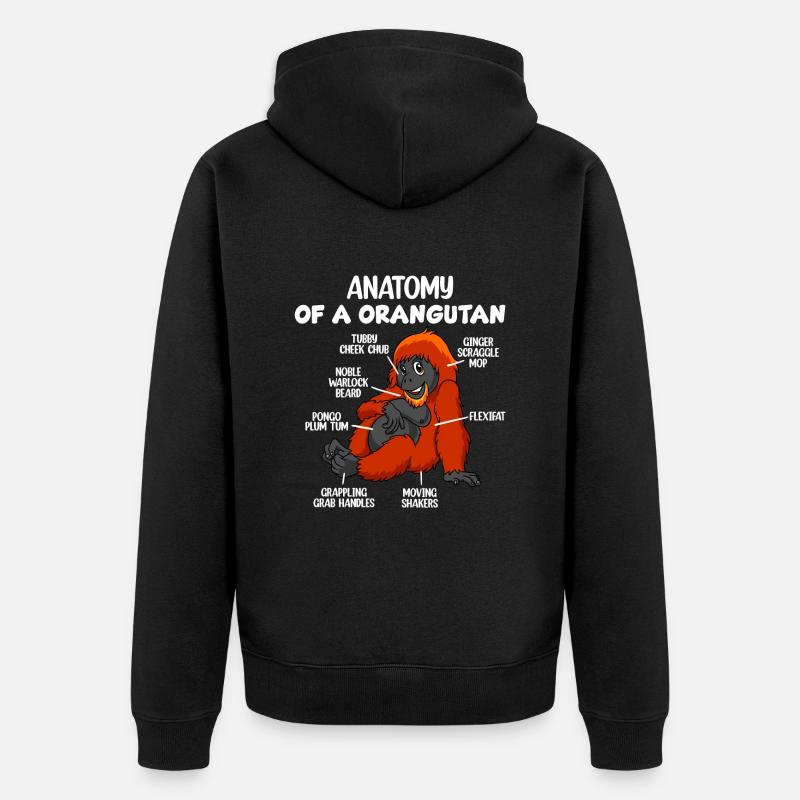 Anatomie eines Orang-Utans - Unisex Premium Bio Zip Hoodie - Schwarz