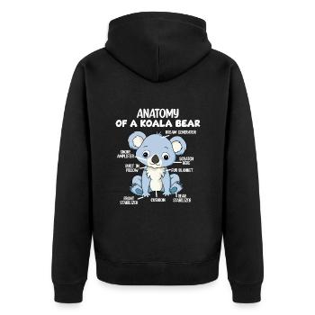 Anatomie eines Koala-Bären - Unisex Premium Bio Zip Hoodie - Schwarz - Hinten - Nico (187cm)