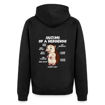Anatomie eines Igels - Unisex Premium Bio Zip Hoodie - Schwarz - Hinten - Nico (187cm)