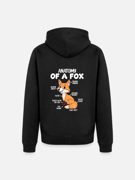 Anatomy of a fox - Unisex Premium Organic Zip Hoodie - black