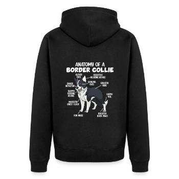 Anatomy of a Border Collie - Unisex Premium Organic Zip Hoodie - black - Back - Nico (187cm)