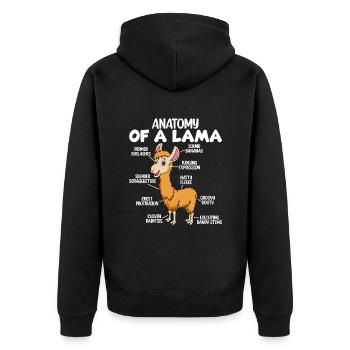 Anatomie eines Lamas - Unisex Premium Bio Zip Hoodie - Schwarz - Hinten - Nico (187cm)
