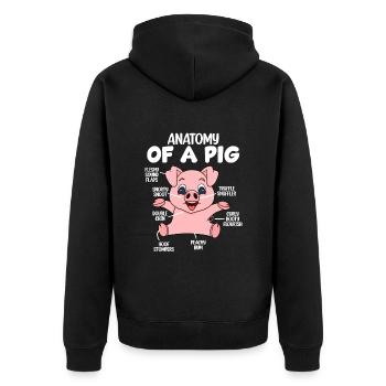 Anatomie d’un cochon - Veste à capuche bio Premium Unisexe - noir - Dos - Nico (187cm)