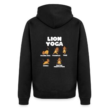 Löwen Yoga - Unisex Premium Bio Zip Hoodie - Schwarz - Hinten - Nico (187cm)