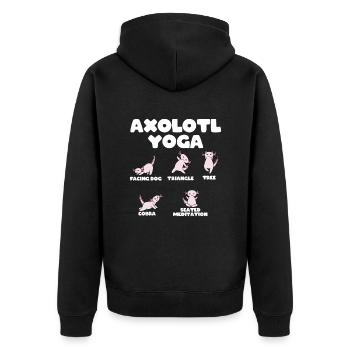 Axolotl Yoga - Unisex Premium Bio Zip Hoodie - Schwarz - Hinten - Nico (187cm)