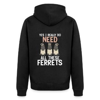 Frettchen - Unisex Premium Bio Zip Hoodie - Schwarz - Hinten - Nico (187cm)