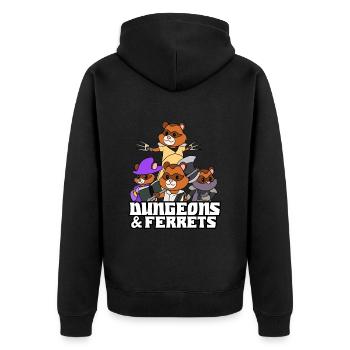 Frettchen - Unisex Premium Bio Zip Hoodie - Schwarz - Hinten - Nico (187cm)