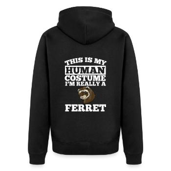 Frettchen - Unisex Premium Bio Zip Hoodie - Schwarz - Hinten - Nico (187cm)