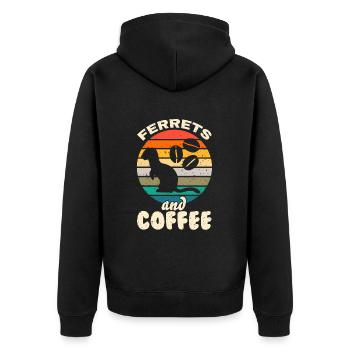 Frettchen - Unisex Premium Bio Zip Hoodie - Schwarz - Hinten - Nico (187cm)