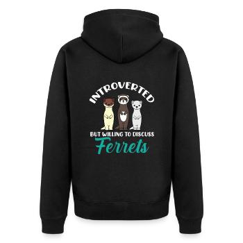 Frettchen - Unisex Premium Bio Zip Hoodie - Schwarz - Hinten - Nico (187cm)