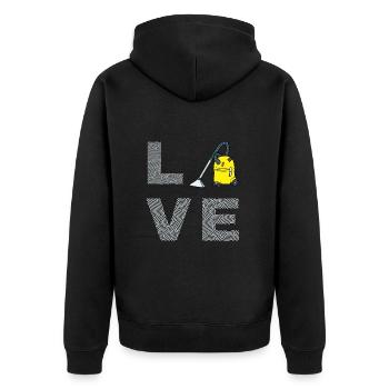 Staubsauger Reinigung Reinigungskraft Geschenk - Unisex Premium Bio Zip Hoodie - Schwarz - Hinten - Nico (187cm)