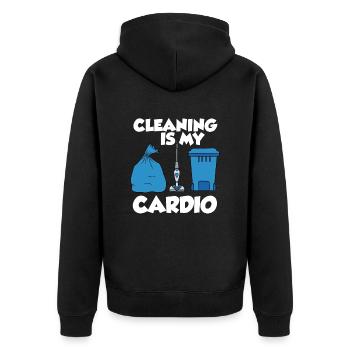 Staubsauger Reinigung Reinigungskraft Geschenk - Unisex Premium Bio Zip Hoodie - Schwarz - Hinten - Nico (187cm)