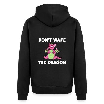 Dont Wake The Dragon - Unisex Premium Bio Zip Hoodie - Schwarz - Hinten - Nico (187cm)