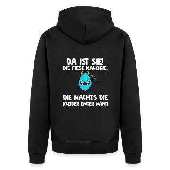 Lustiges Abnehmen Fit Werden Design - Unisex Premium Bio Zip Hoodie - Schwarz - Hinten - Nico (187cm)