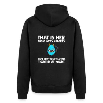 Lustiges Abnehmen Fit Werden Design - Unisex Premium Bio Zip Hoodie - Schwarz - Hinten - Nico (187cm)
