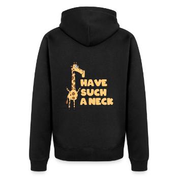 Ich Habe So Einen Hals - Unisex Premium Bio Zip Hoodie - Schwarz - Hinten - Nico (187cm)