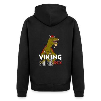 Wikinger T-Rex Geschenk - Unisex Premium Bio Zip Hoodie - Schwarz - Hinten - Nico (187cm)