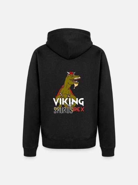 Wikinger T-Rex Geschenk - Unisex Premium Bio Zip Hoodie - Schwarz