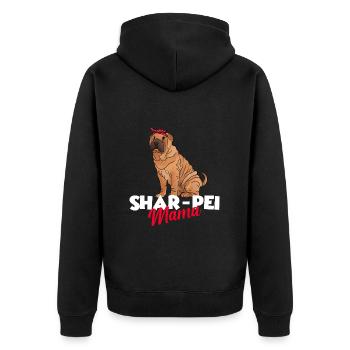 Chinese Shar Pei - Unisex Premium Bio Zip Hoodie - Schwarz - Hinten - Nico (187cm)