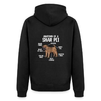Shar Pei chinois - Veste à capuche bio Premium Unisexe - noir - Dos - Nico (187cm)