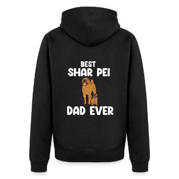 Chinese Shar Pei - Unisex Premium Bio Zip Hoodie - Schwarz - Hinten - Nico (187cm)