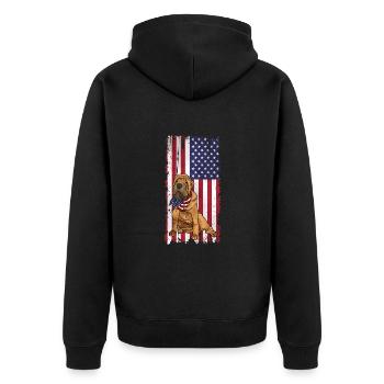 Chinese Shar Pei - Unisex Premium Bio Zip Hoodie - Schwarz - Hinten - Nico (187cm)