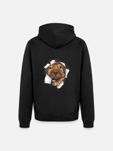 Chinese Shar Pei - Unisex Premium Organic Zip Hoodie - black