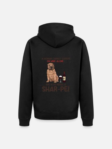 Chinese Shar Pei - Unisex Premium Organic Zip Hoodie - black