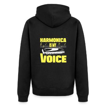 Harmonica Is My Voice French Harp Player Gift Idea - Unisex Premium Organic Zip Hoodie - black - Back - Nico (187cm)