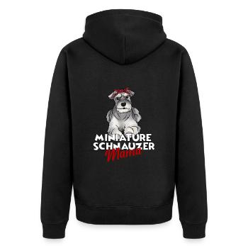 Zwergschnauzer - Unisex Premium Bio Zip Hoodie - Schwarz - Hinten - Nico (187cm)