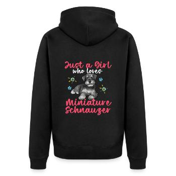 Zwergschnauzer - Unisex Premium Bio Zip Hoodie - Schwarz - Hinten - Nico (187cm)