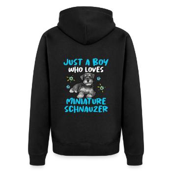 Zwergschnauzer - Unisex Premium Bio Zip Hoodie - Schwarz - Hinten - Nico (187cm)